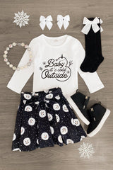 "Baby It's Cold Outside" Snowman Skirt Set - Sparkle in Pink