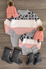 Mom & Me - Gray & Pink Cheetah Sweater - Sparkle in Pink