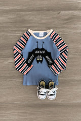 "Happy Halloween" Striped Bat Top - Sparkle in Pink
