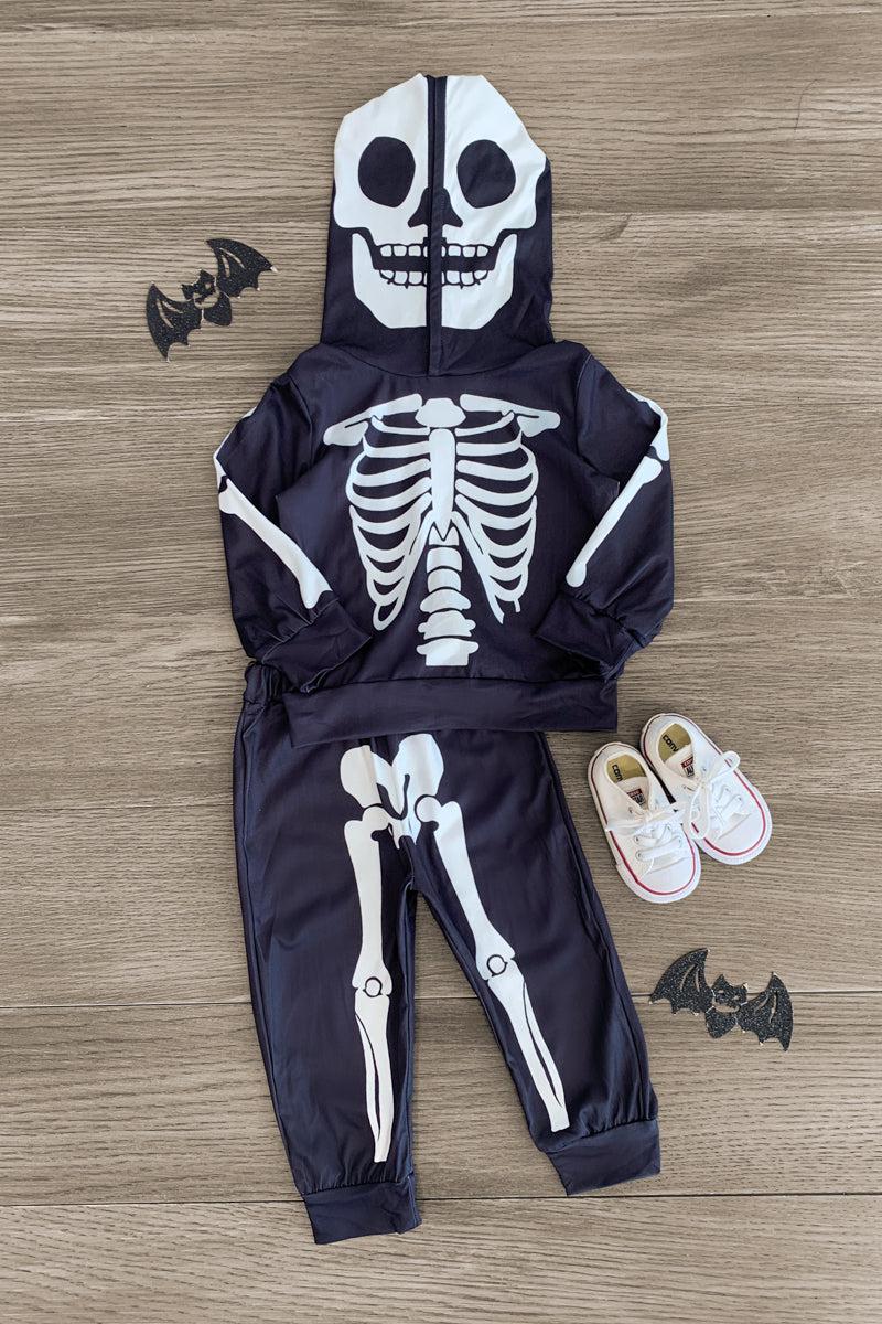 Black Skeleton Hoodie Lounge Set - Sparkle in Pink