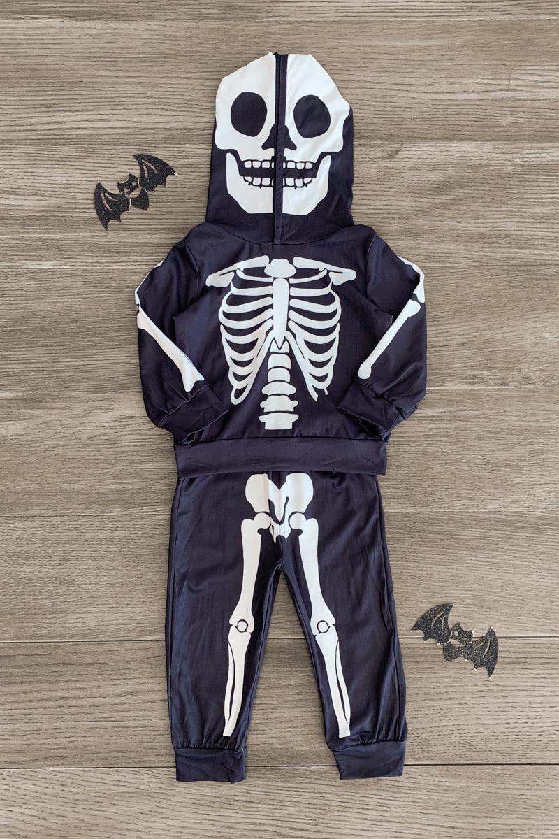 Black Skeleton Hoodie Lounge Set - Sparkle in Pink