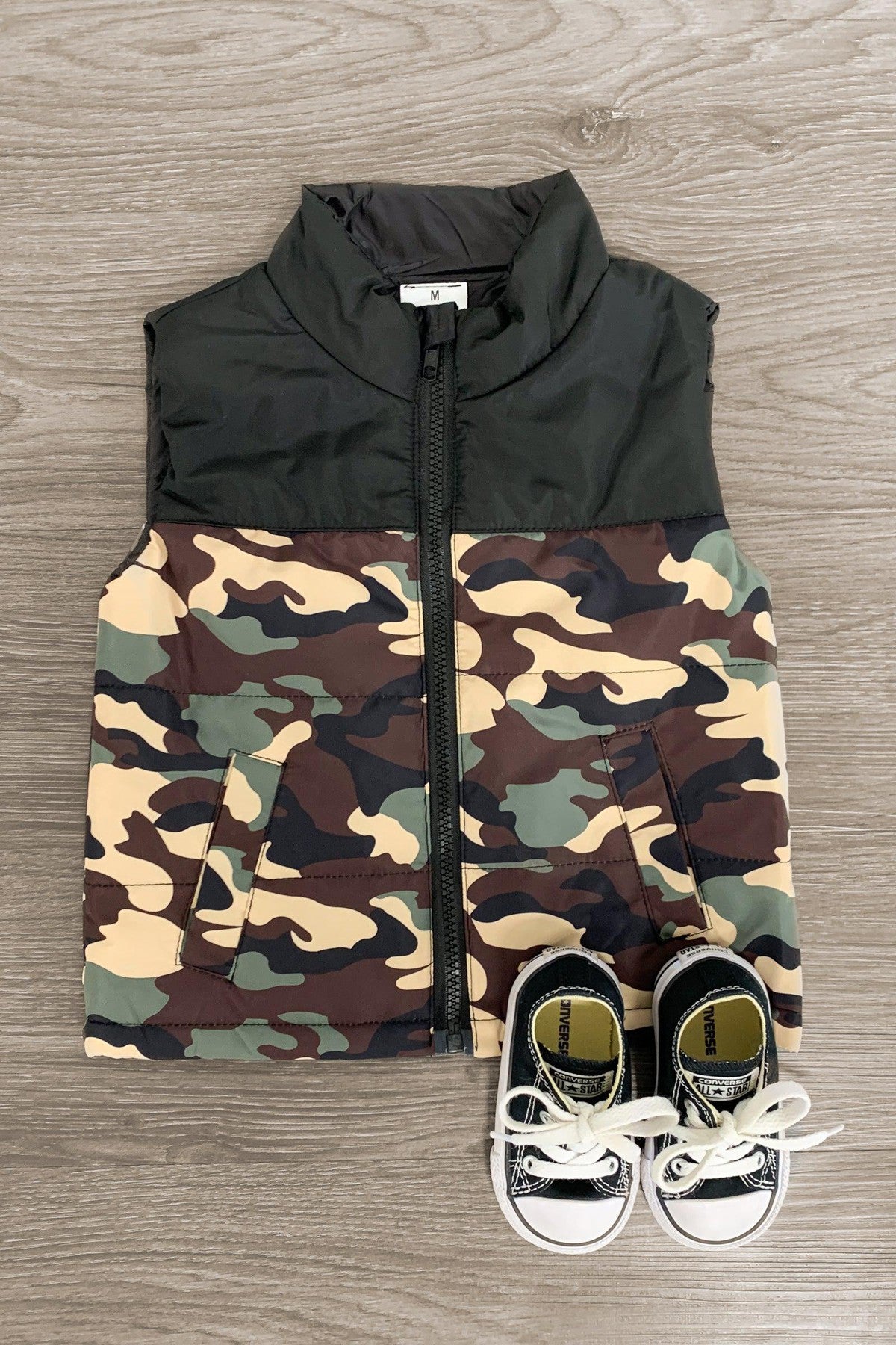 Camo Zip-Up Vest - Sparkle in Pink
