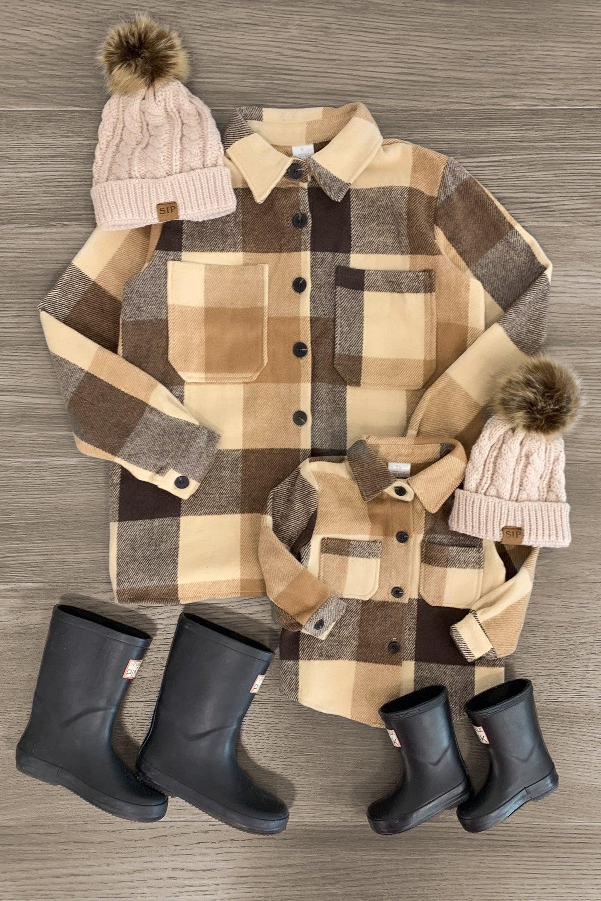 Mom & Me - Brown Plaid Flannel Top - Sparkle in Pink