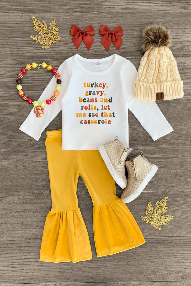 Thanksgiving Dinner Bell Bottom Set - Sparkle in Pink