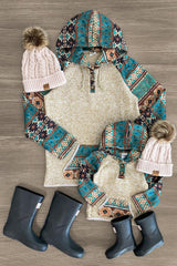Mom & Me - Tan Southwestern Hoodie - Sparkle in Pink