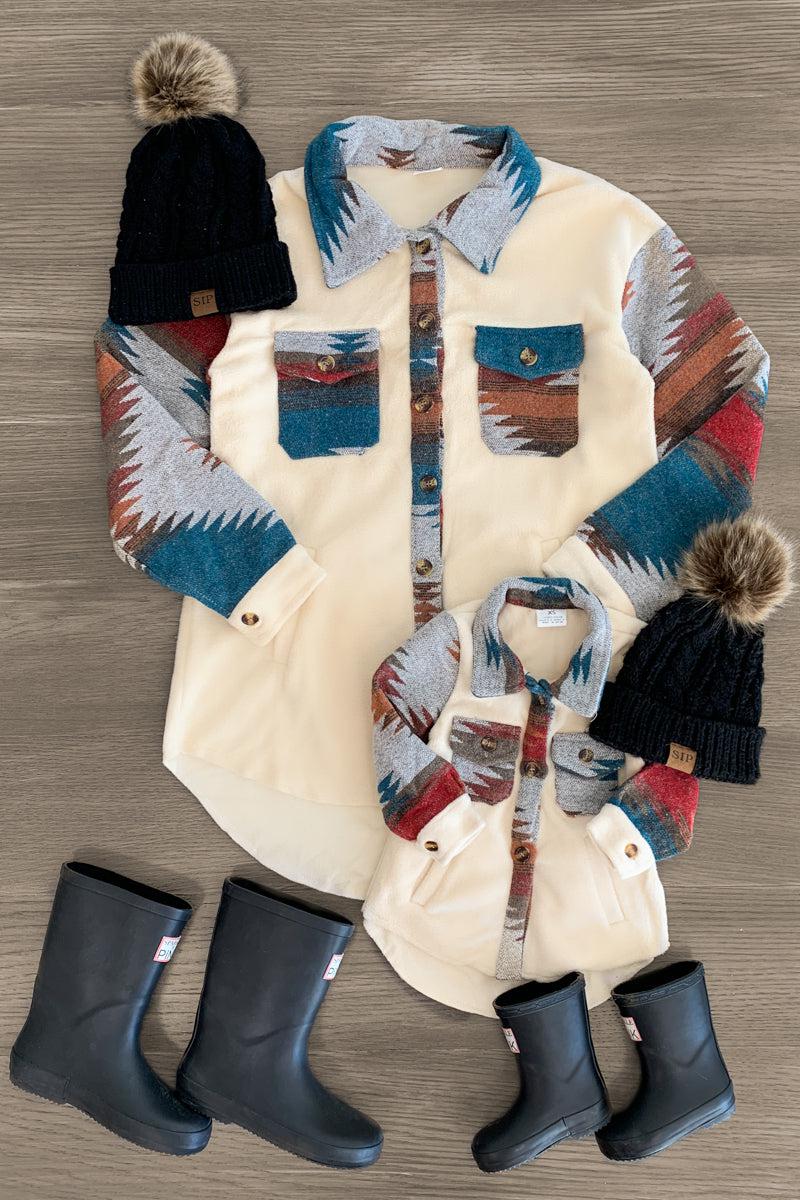 Mom & Me - Soft Southwestern Pocket Jacket - Sparkle in Pink