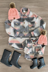 Mom & Me - Gray Southwestern Shacket - Sparkle in Pink