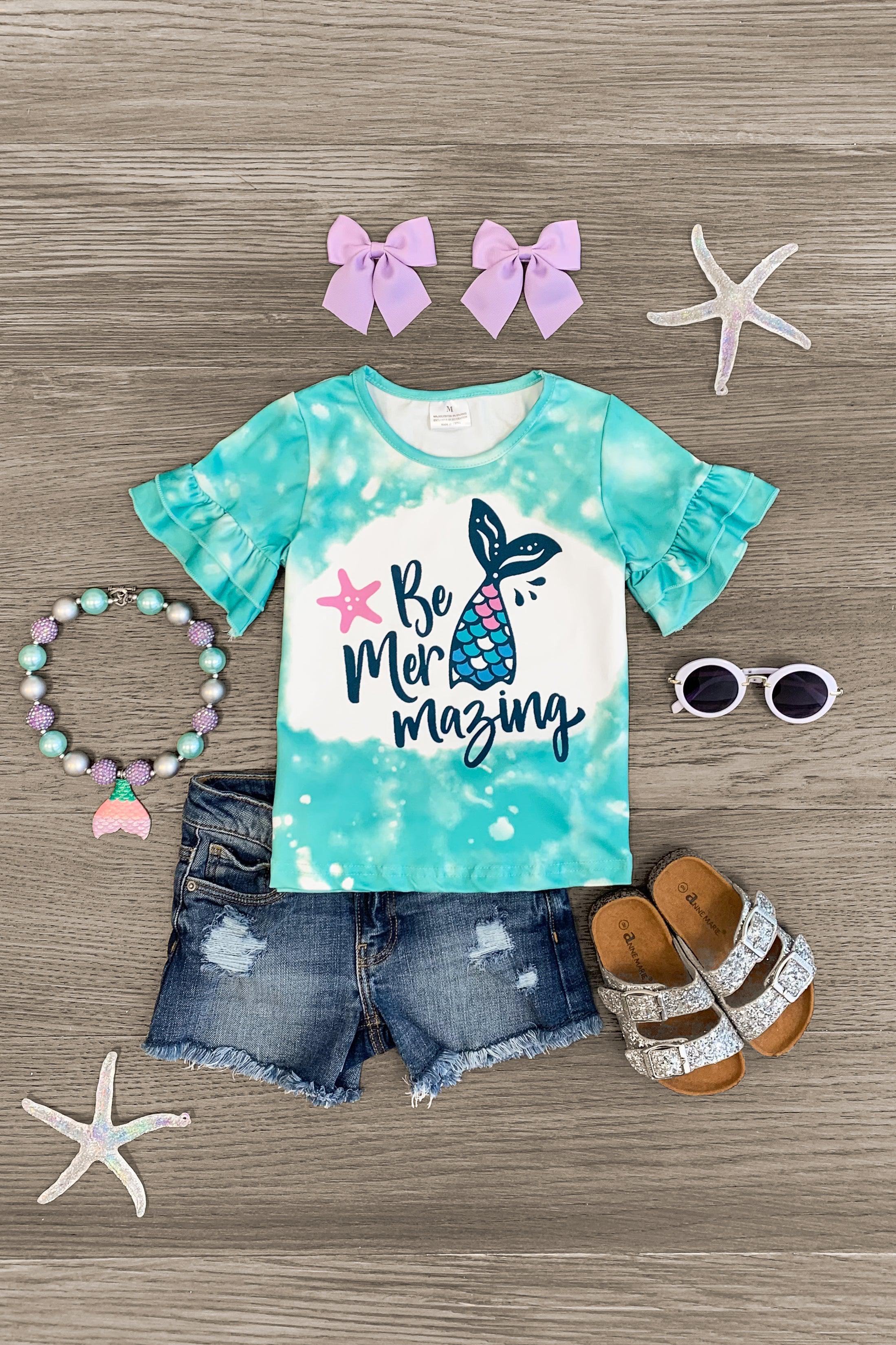 "Be Mermazing" Mermaid Tail Top - Sparkle in Pink
