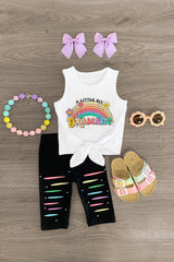 "A Little Bit Dramatic" Rainbow Capri Legging Set - Sparkle in Pink