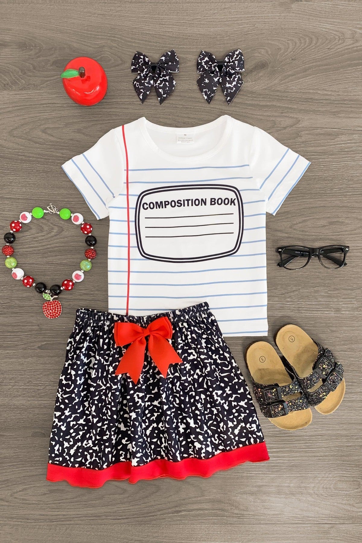 "Composition Book" Skirt Set - Sparkle in Pink