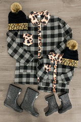 Mom & Me - Plaid & Cheetah Button Up Shacket - Sparkle in Pink