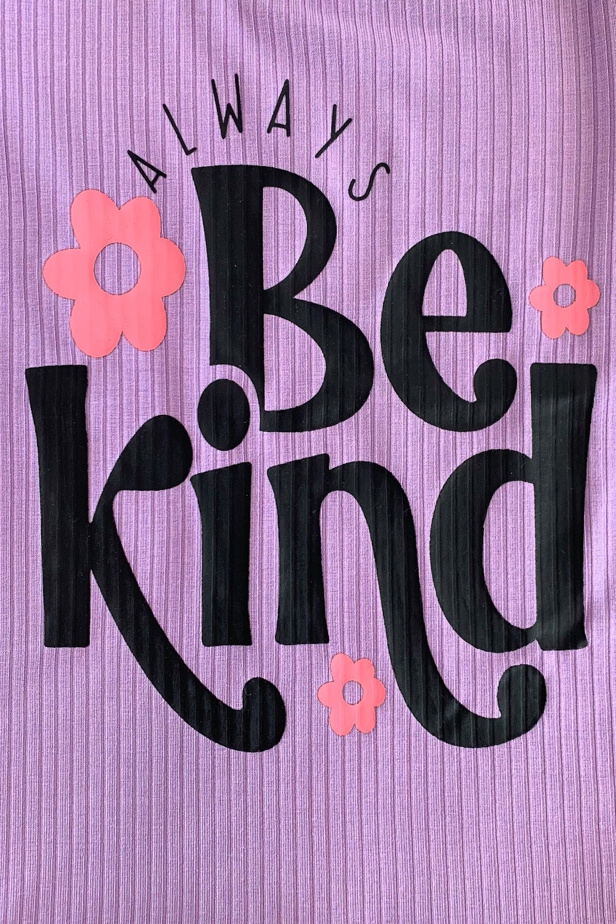 "Always Be Kind" Flower Denim Short Set - Sparkle in Pink