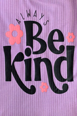 "Always Be Kind" Flower Denim Short Set - Sparkle in Pink