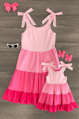 Mom & Me - Pink Tiered Tank Dress - Sparkle in Pink