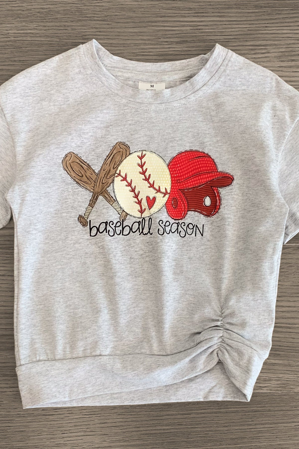 "Baseball Season" Gray & Red Ombre Denim Short Set - Sparkle in Pink