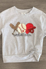 "Baseball Season" Gray & Red Ombre Denim Short Set - Sparkle in Pink