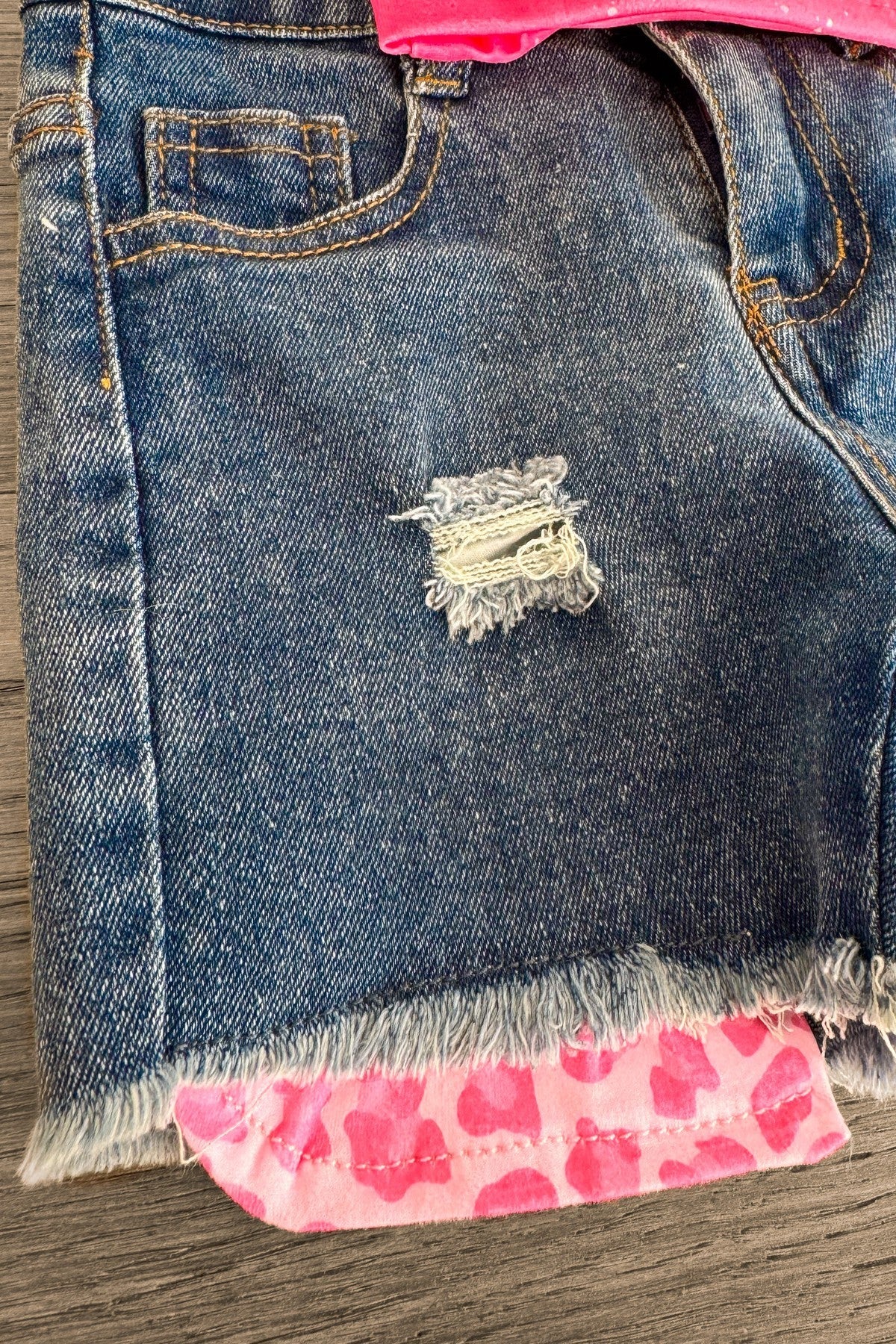 "On My Moms Last Nerve" Denim Short Set - Sparkle in Pink