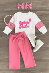 "Birthday Babe" Pink Corduroy Pant Set - Sparkle in Pink
