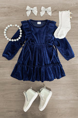 Velvet Tie Ruffle Dress - MANY COLORS! - Sparkle in Pink