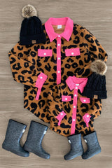Mom & Me - Pink Corduroy Leopard Sherpa Shacket - Sparkle in Pink