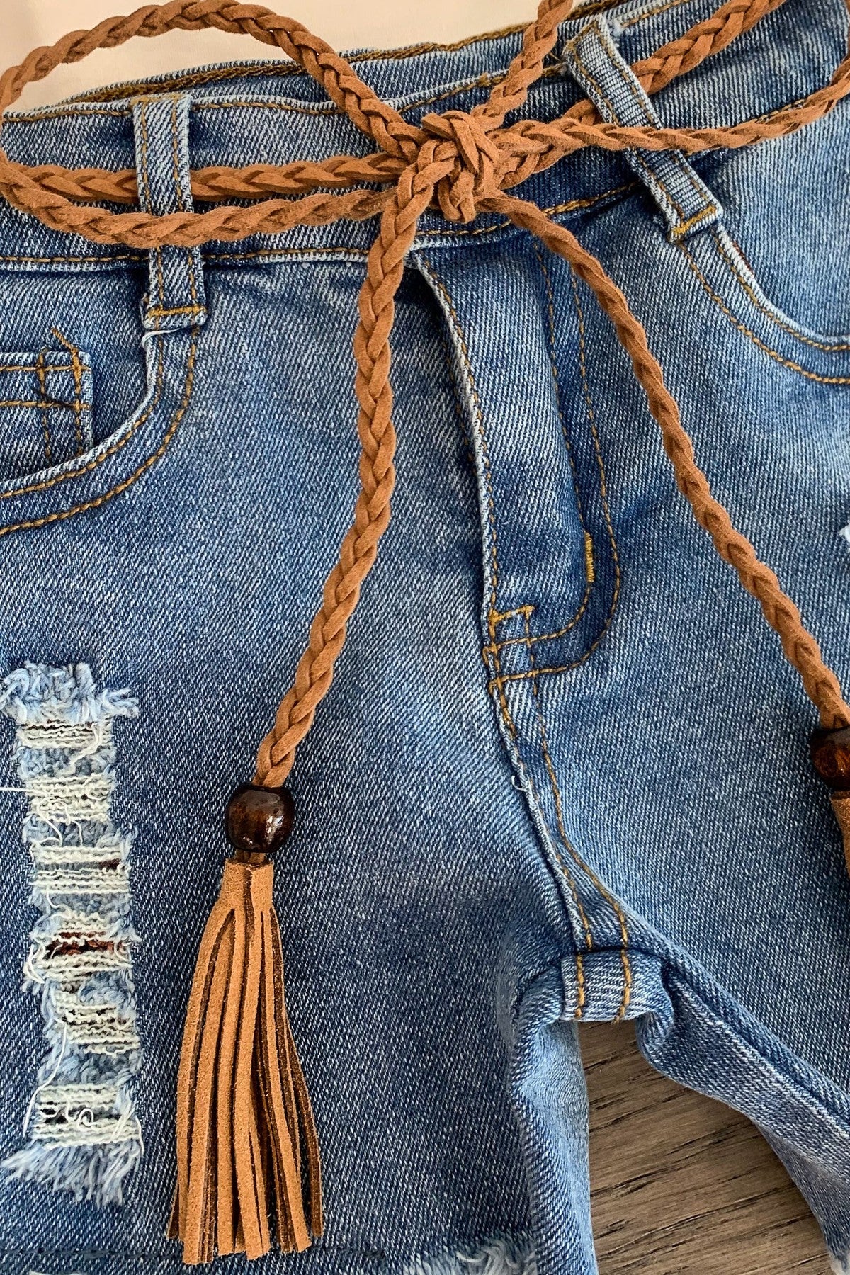 "She Kinda Buck Wild" Denim Short Set - Sparkle in Pink