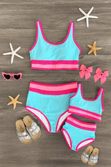 Mom & Me - Blue & Pink Stripe Bikini - Sparkle in Pink