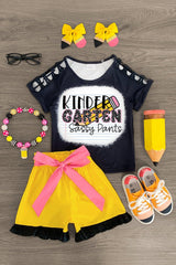 "Pre-K - Fifth Grade Sassy Pants" Pencil Short Set - Sparkle in Pink