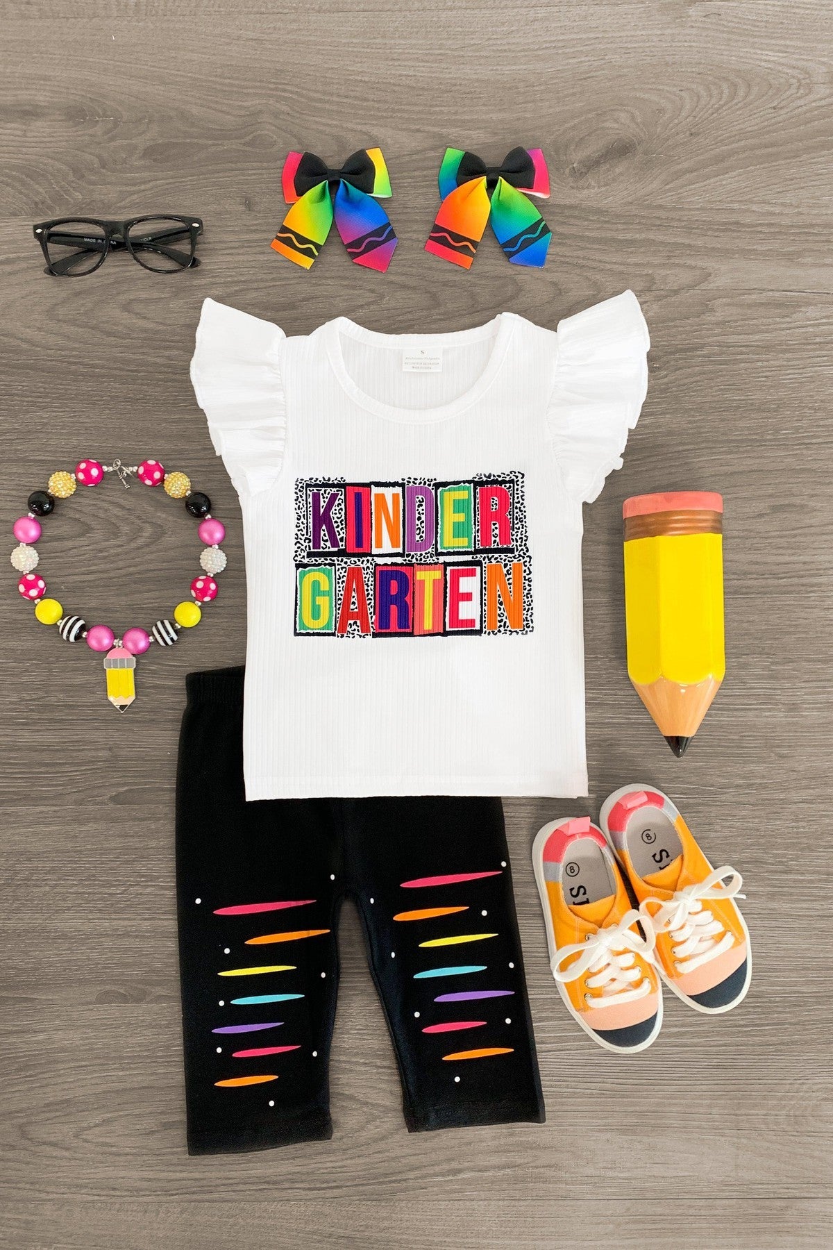 "Pre-K - 6th Grade" Capri Legging Set - Sparkle in Pink
