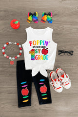 "Poppin' My Way Into Pre-K - 4th Grade" Rainbow Legging Set - Sparkle in Pink
