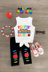 "Poppin' My Way Into Pre-K - 4th Grade" Rainbow Legging Set - Sparkle in Pink