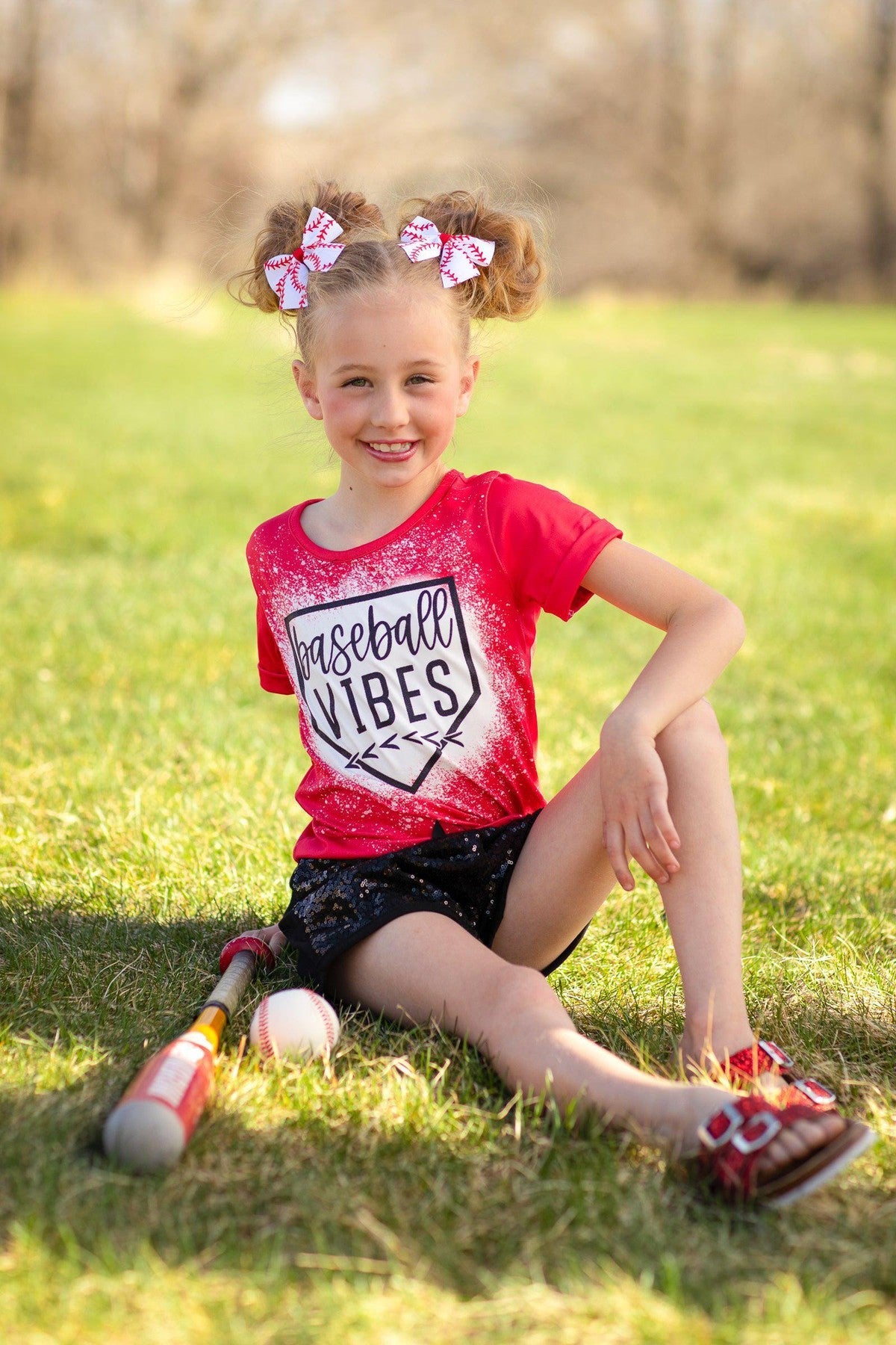 "Baseball Vibes" Sequin Short Set - Sparkle in Pink