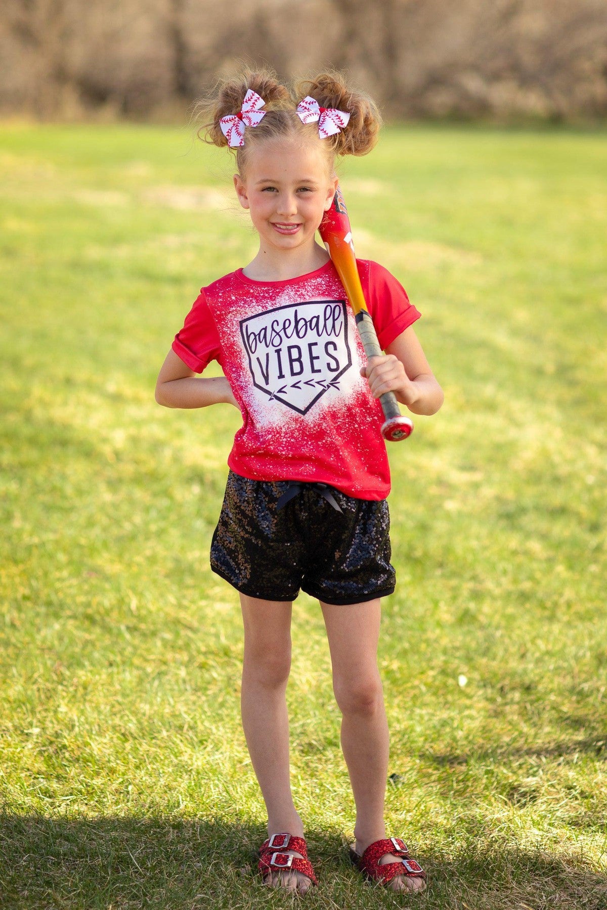 "Baseball Vibes" Sequin Short Set - Sparkle in Pink