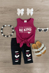 "Be Kind" Plum Heart Capri Set - Sparkle in Pink