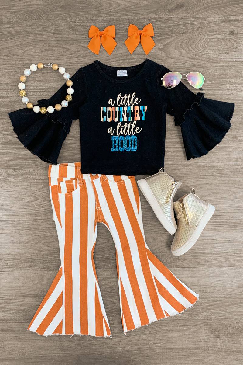 "A Little Country A Little Hood" Stripe Flare Set - Sparkle in Pink