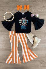 "A Little Country A Little Hood" Stripe Flare Set - Sparkle in Pink