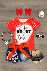 "All About That Base" Red Denim Short Set - Sparkle in Pink