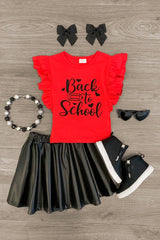 "Back To School" Pleather Skirt Set - Sparkle in Pink