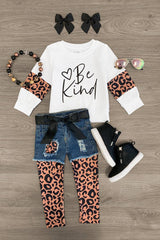 "Be Kind" Legging & Denim Short Set - Sparkle in Pink