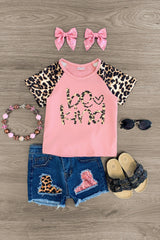 "Be Kind" Pink Sequin Cheetah Distressed Short Set - Sparkle in Pink