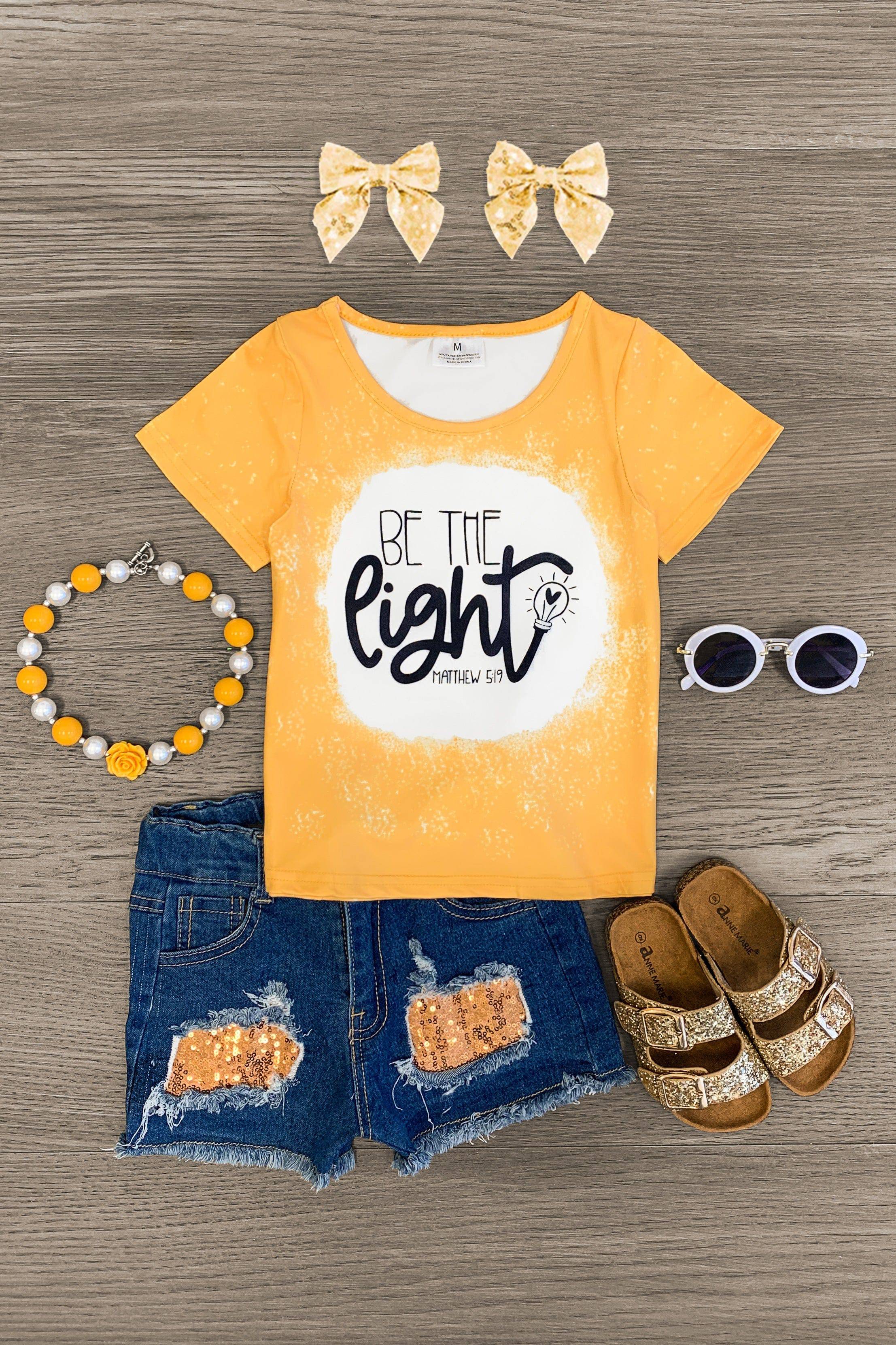 "Be The Light" Sequin Denim Short Set - Sparkle in Pink