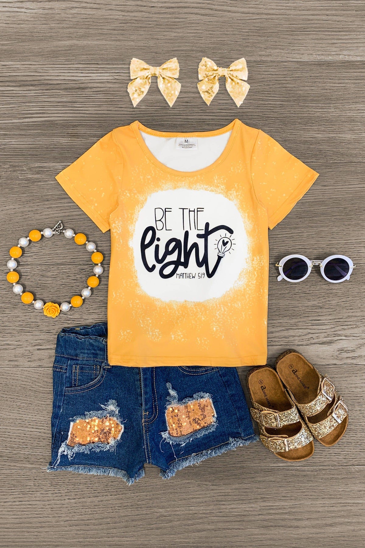 "Be The Light" Sequin Denim Short Set - Sparkle in Pink