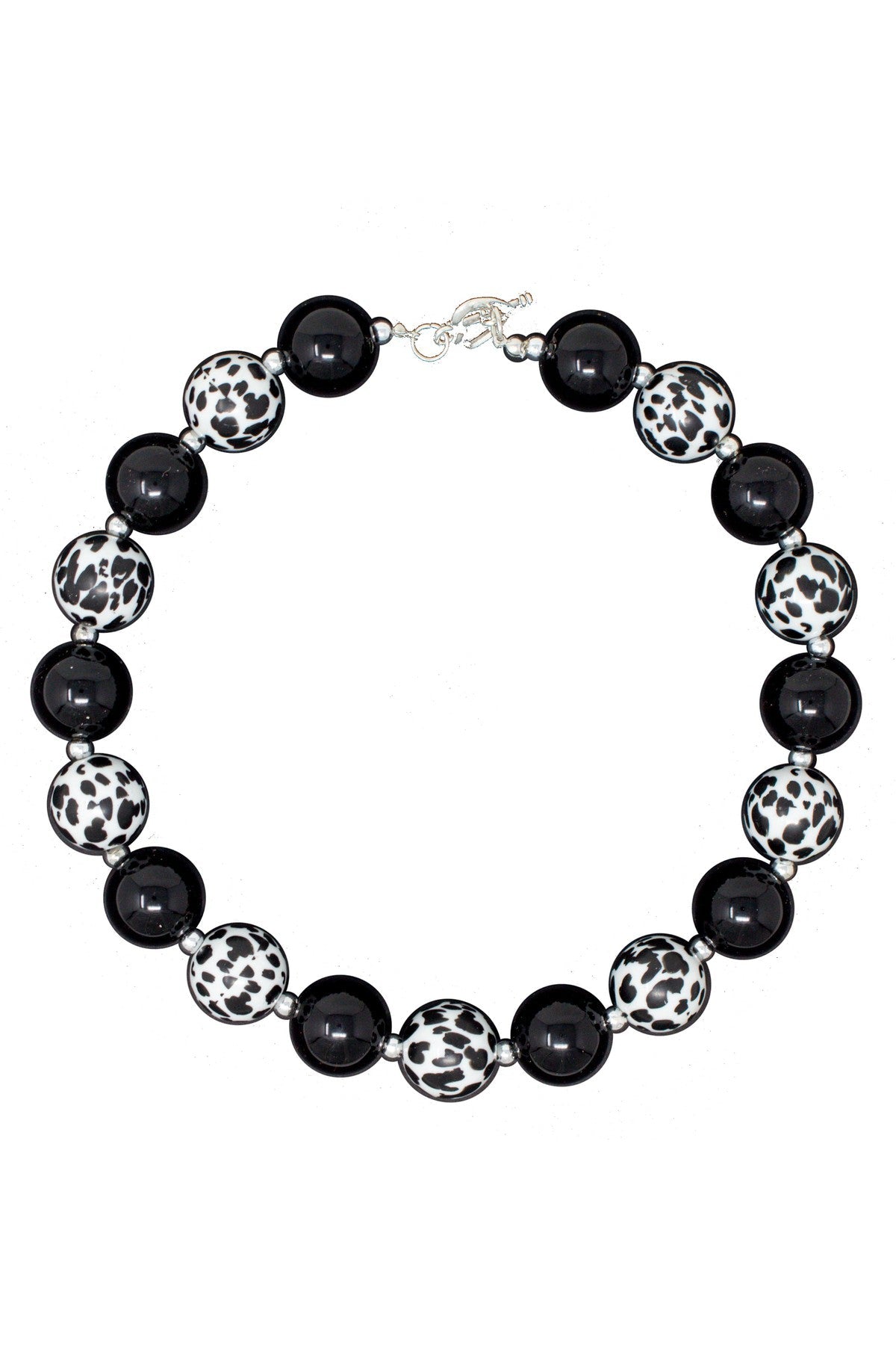 Black & White Cheetah Bubblegum Necklace - Sparkle in Pink