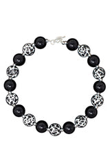Black & White Cheetah Bubblegum Necklace - Sparkle in Pink