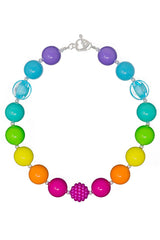 Bright Rainbow Bubblegum Necklace - Sparkle in Pink