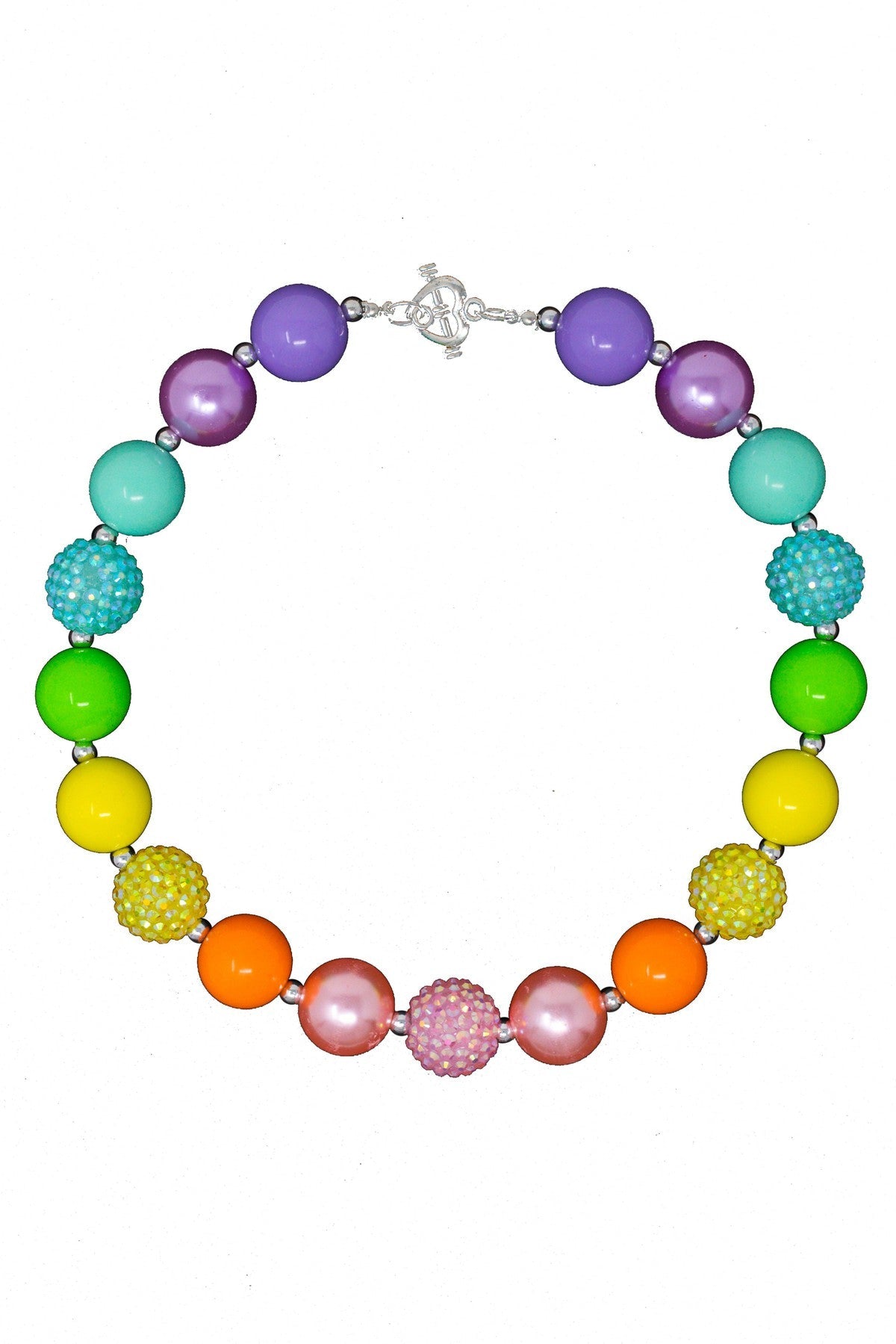 Colorful Rainbow Bubblegum Necklace - Sparkle in Pink