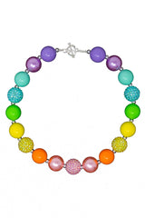 Colorful Rainbow Bubblegum Necklace - Sparkle in Pink