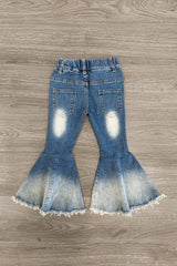 Distressed Ombre Bell Bottom Jeans - Sparkle in Pink