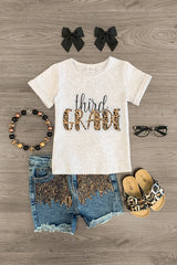 "First - Fifth Grade" Sequin Denim Short Set - Sparkle in Pink