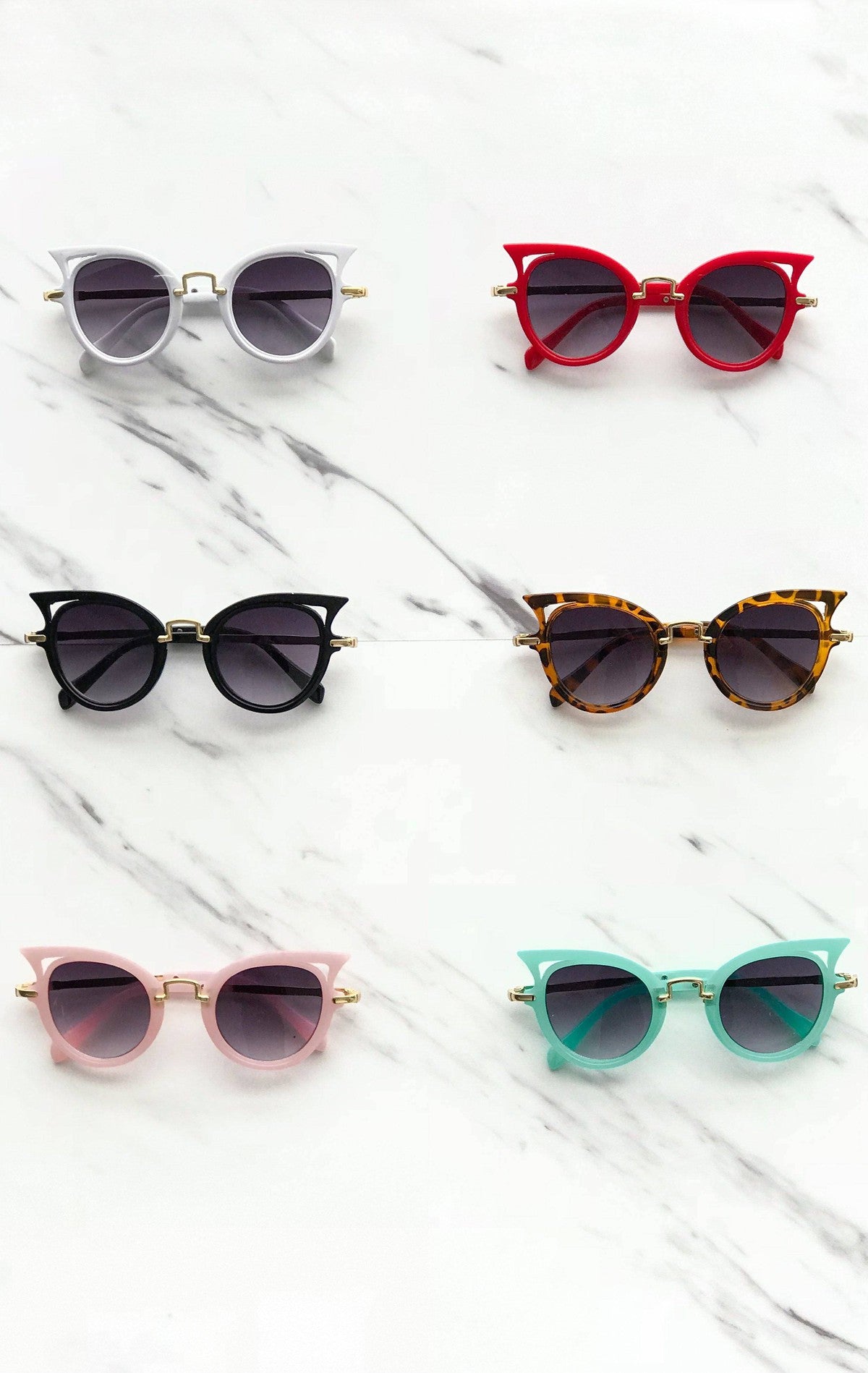 Girls Cat Eye Sunnies - Many Colors! - Sparkle in Pink