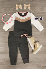 Gray Rose Gold Sequin Lounge Set - Sparkle in Pink